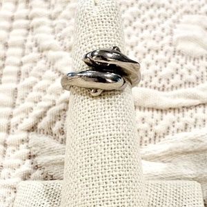 S18-BUNDLE ONLY-Beachy Silver Double Dolphin Ring